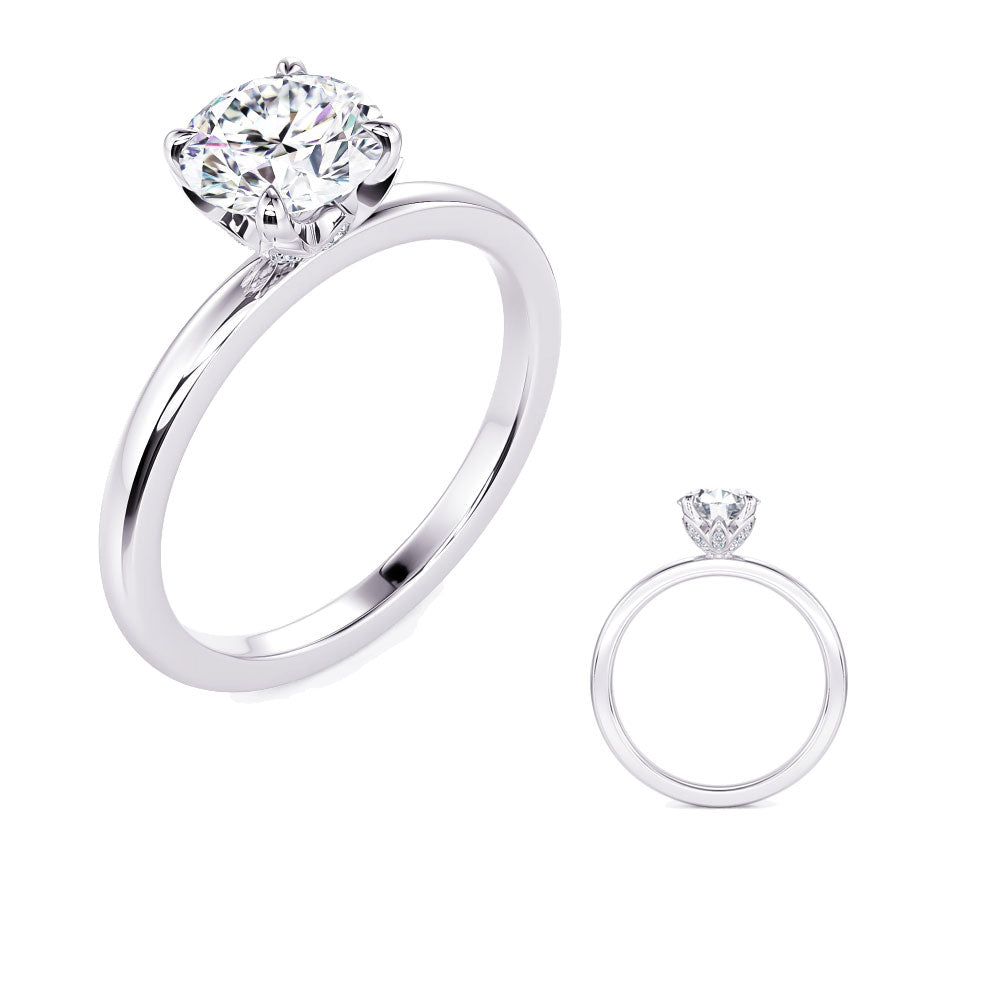 This Engagement Ring  is available in 14K White Gold. There are a total of 20 stones. There are Rounds with a total carat weight of 0.07 set in a Micro Prong setting.