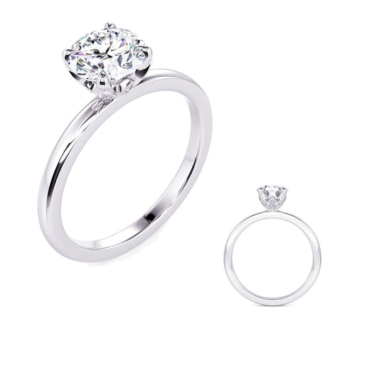 This Engagement Ring  is available in 14K White Gold. There are a total of 20 stones. There are Rounds with a total carat weight of 0.06 set in a Micro Prong setting.