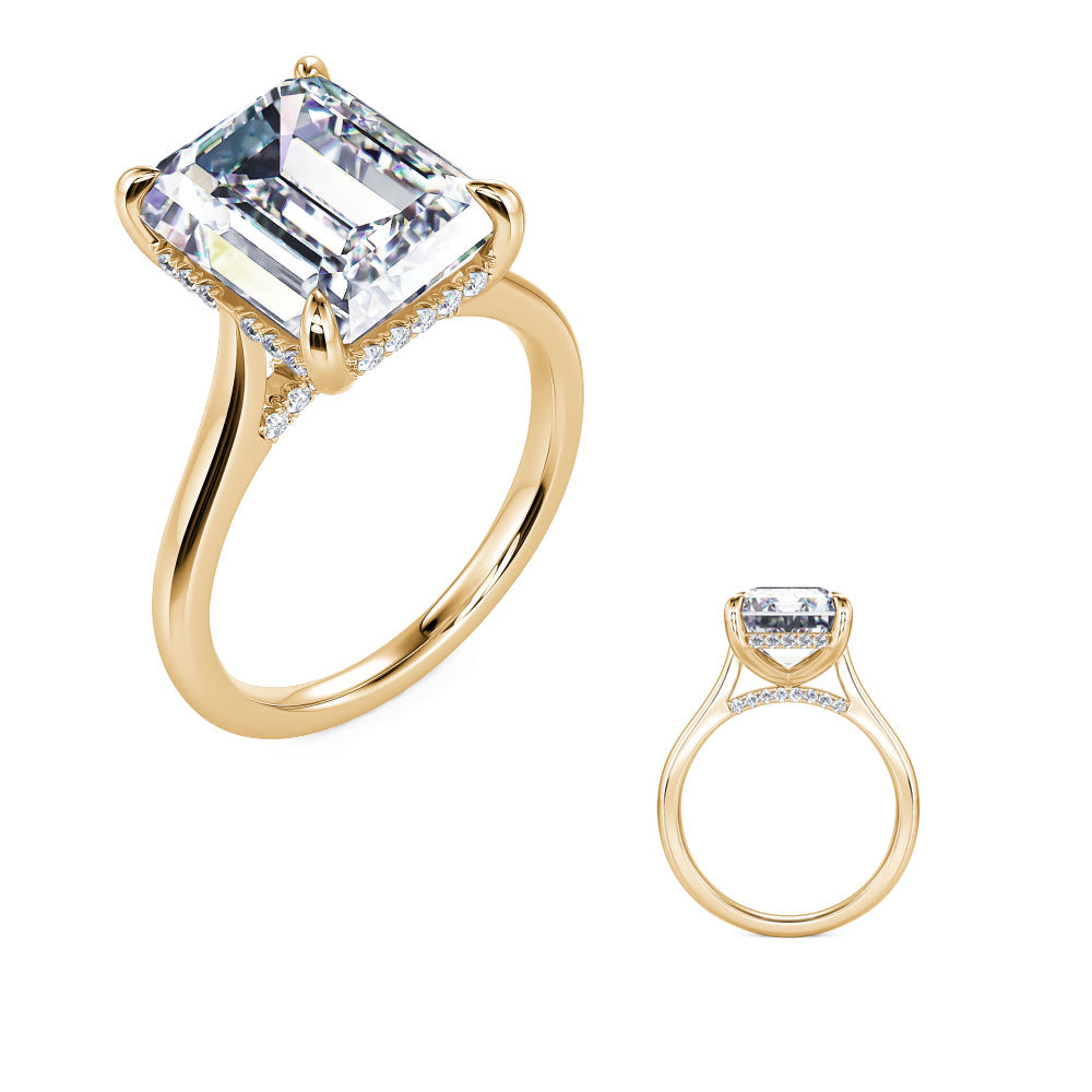 This Engagement Ring  is available in 14K Yellow Gold. There are a total of 38 stones. There are Rounds with a total carat weight of 0.18 set in a Micro Prong setting.