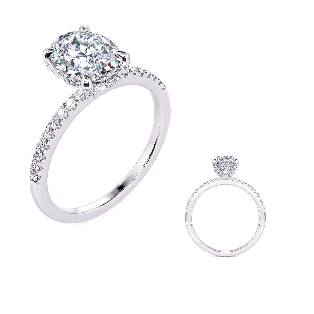 This Engagement Ring  is available in 14K White Gold. There are a total of 48 stones. There are Rounds with a total carat weight of 0.34 set in a Micro Pave setting.