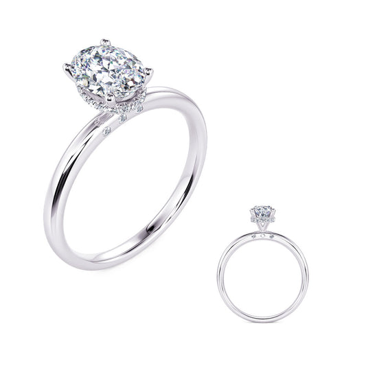 This Engagement Ring  is available in 14K White Gold. There are a total of 24 stones. There are Rounds with a total carat weight of 0.1 set in a Micro Prong setting.