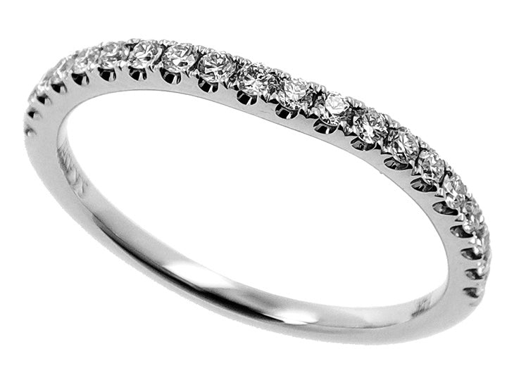 This Band is available in 14K White Gold. There are a total of 20 stones. There are Round with a total carat weight of 0.24 set in a Micro Prong setting.