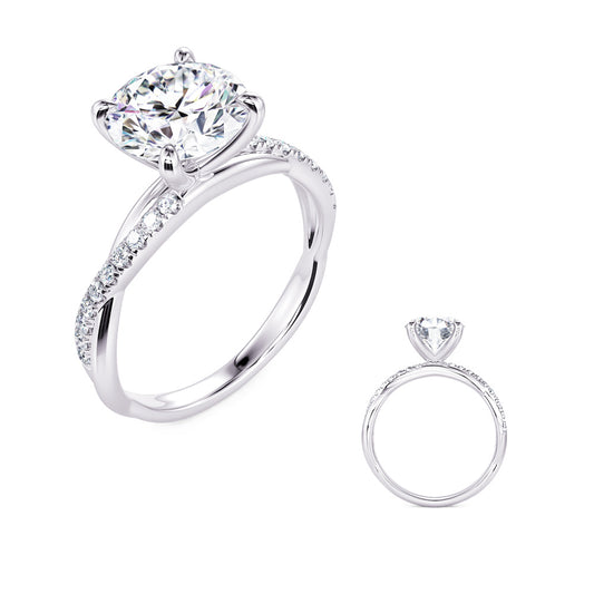 This Engagement Ring  is available in 14K White Gold. There are a total of 20 stones. There are Rounds with a total carat weight of 0.17 set in a Micro Prong setting.