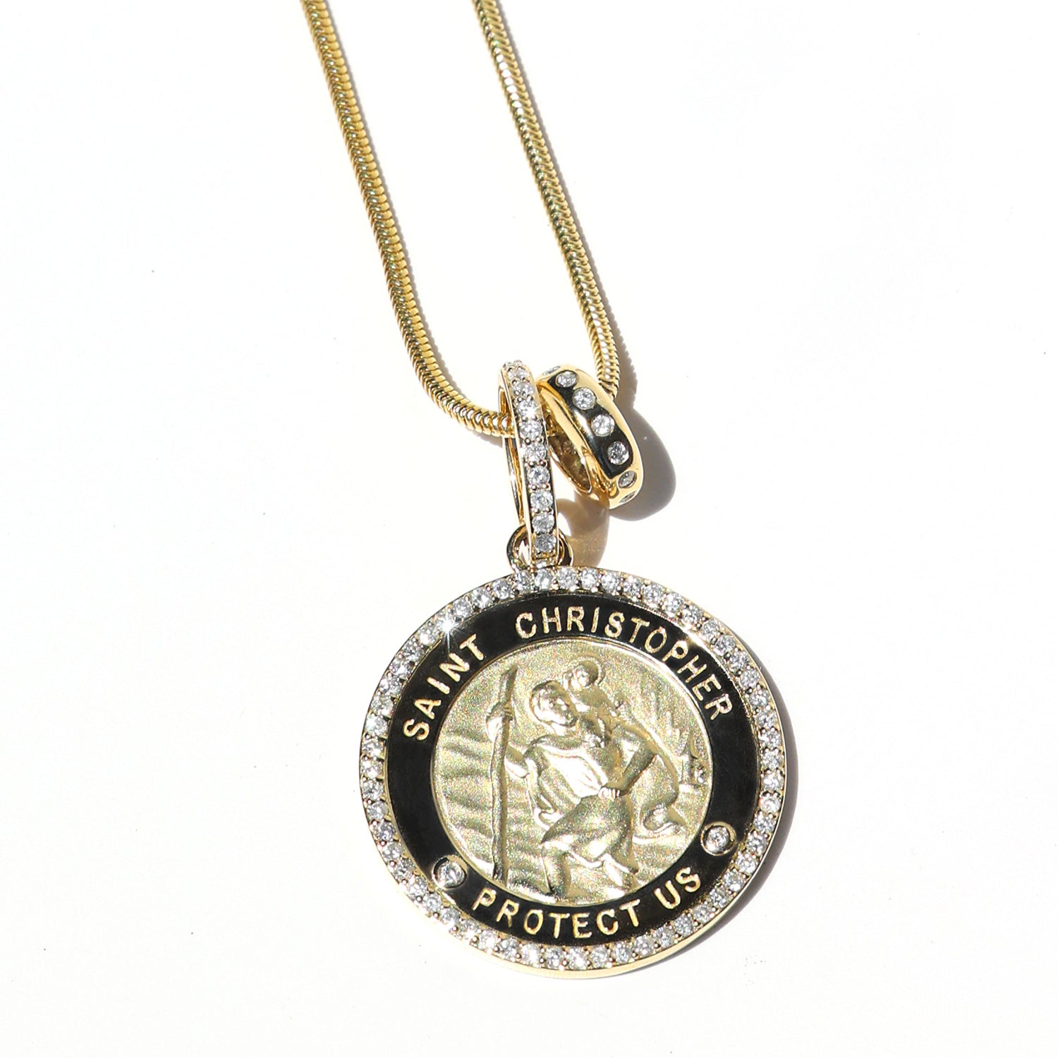14k Classic Diamond Orbit Bead Only or on Cable Chain Necklace