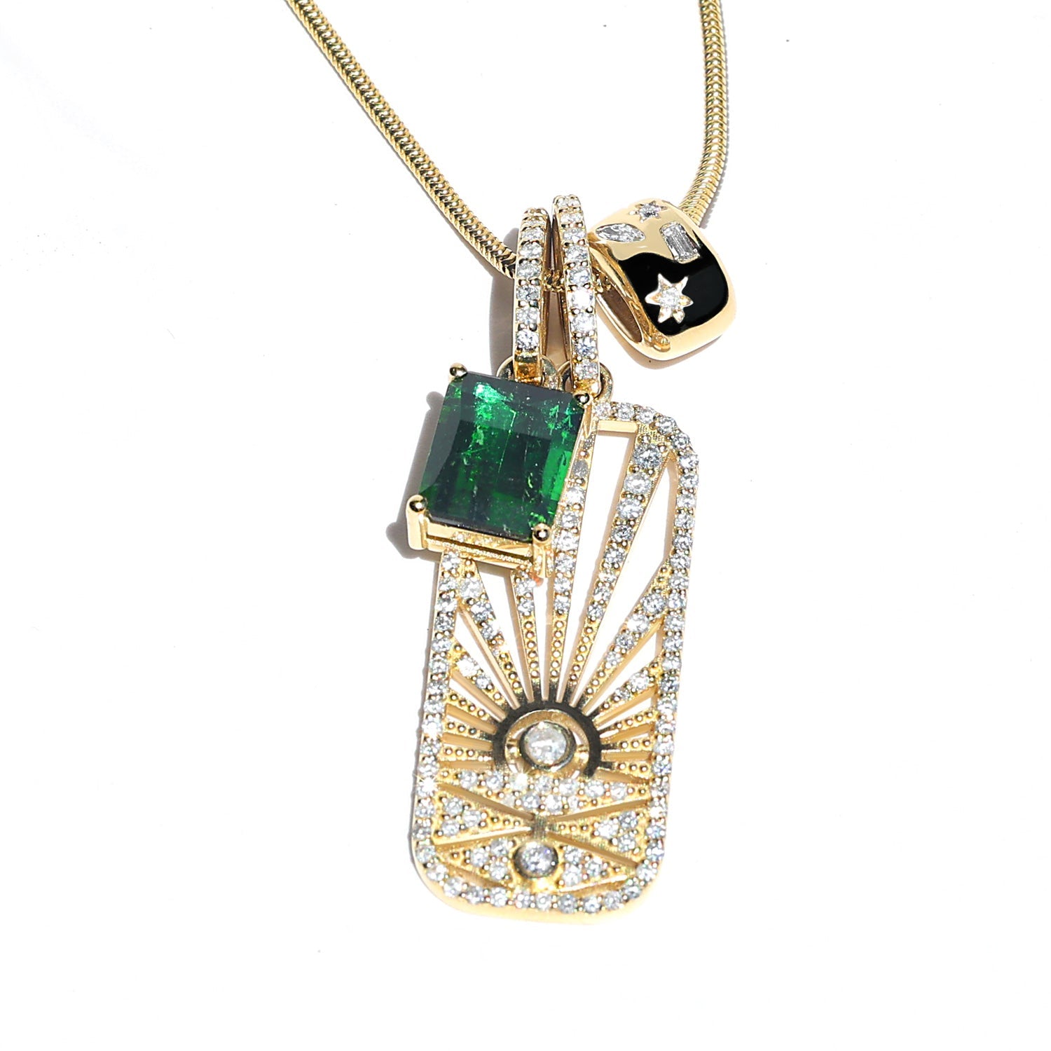 14k Diamond Celestial Orbit Bead Only or on Cable Chain Necklace