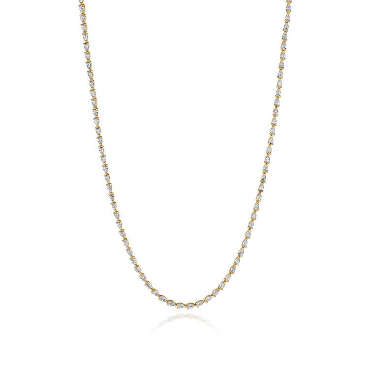 Stilla | Pear Diamond Tennis Necklace in 18k Yellow Gold FN66916Y