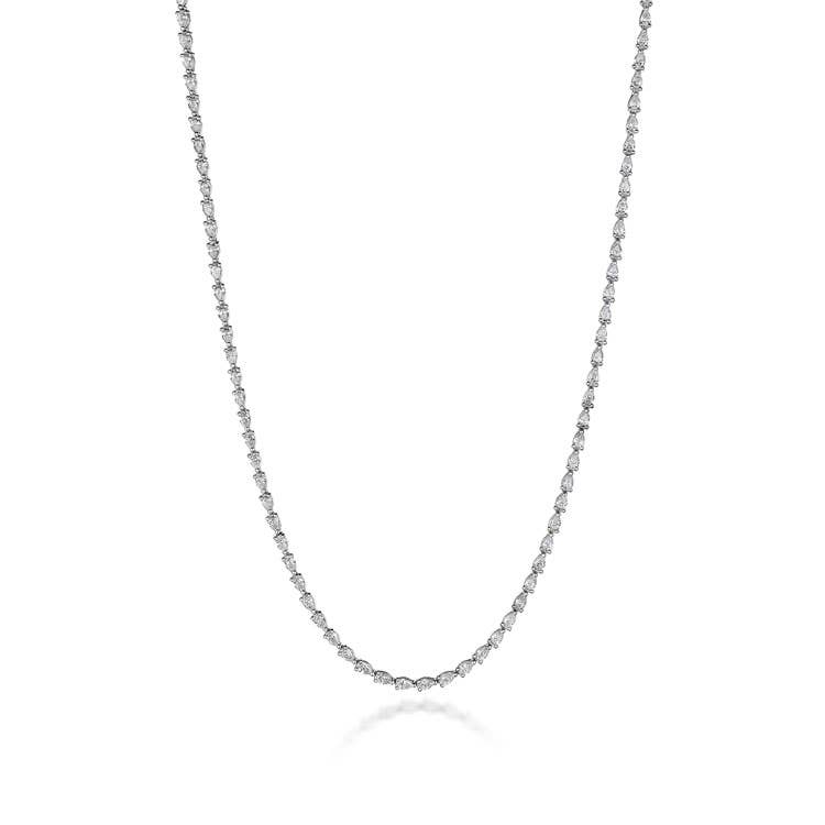 Stilla | Pear Diamond Tennis Necklace in 18k White Gold FN66916