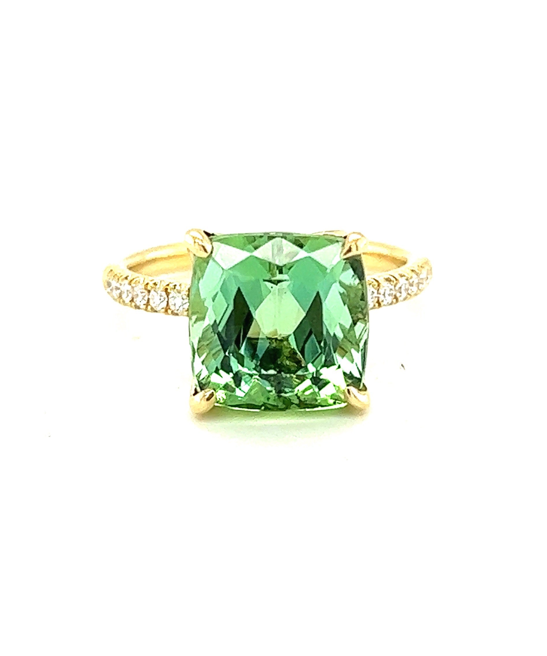 Green Tourmaline Ring with Diamonds 282-JSA