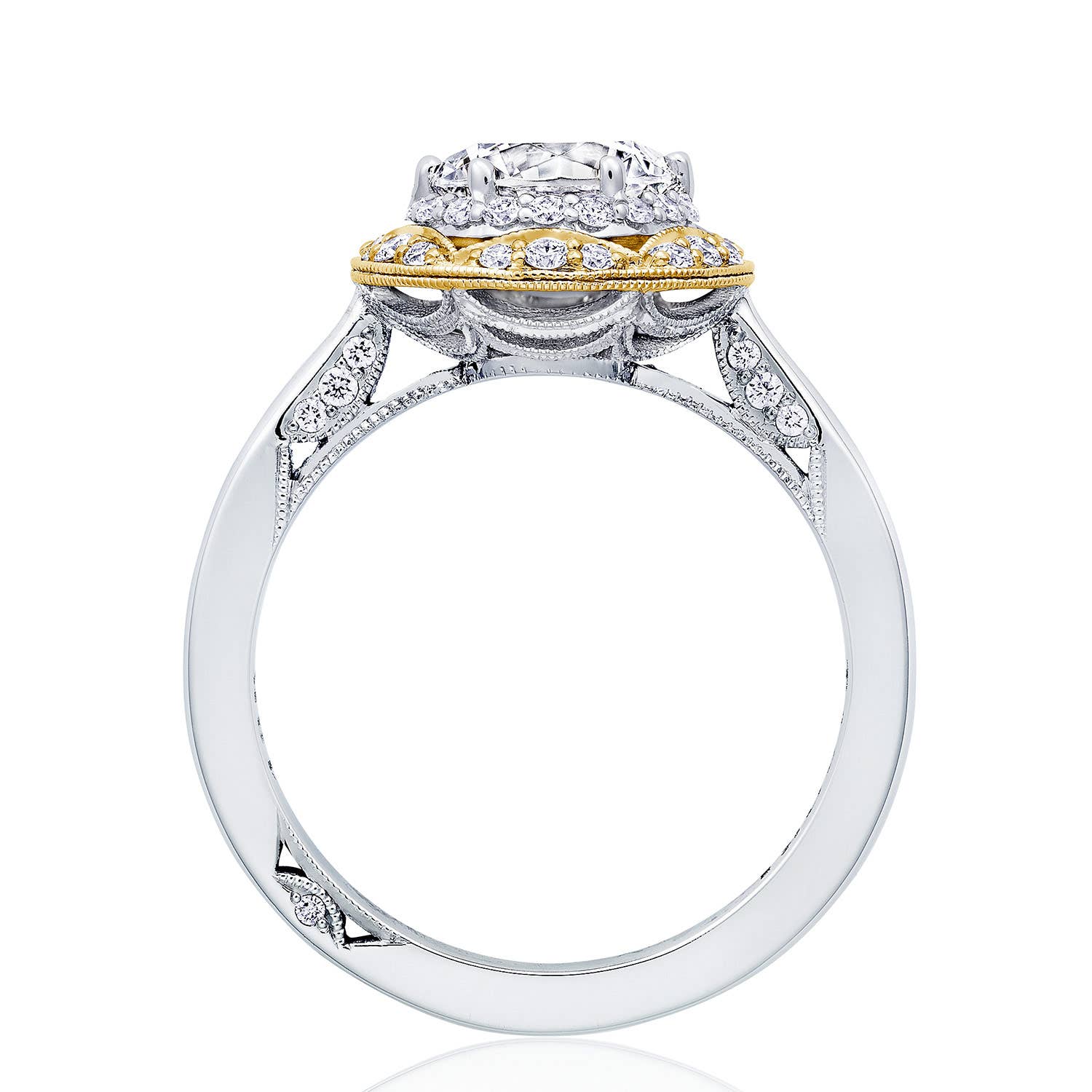 Crescent Chandelier | Round Bloom Engagement Ring HT2569RD7Y