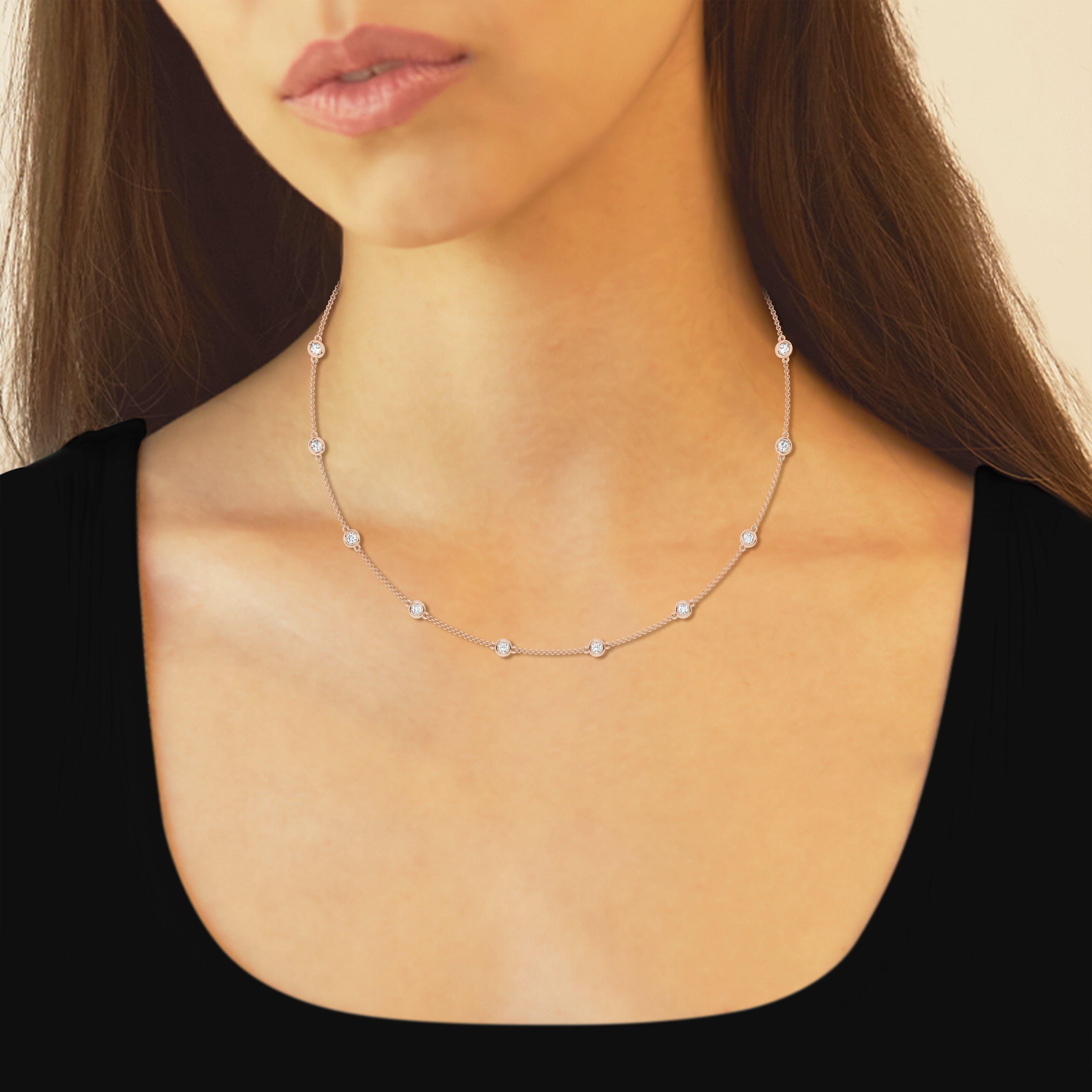 14K Pink Gold Diamond By The Yard Necklace MR-LGD-KN29498-GP3