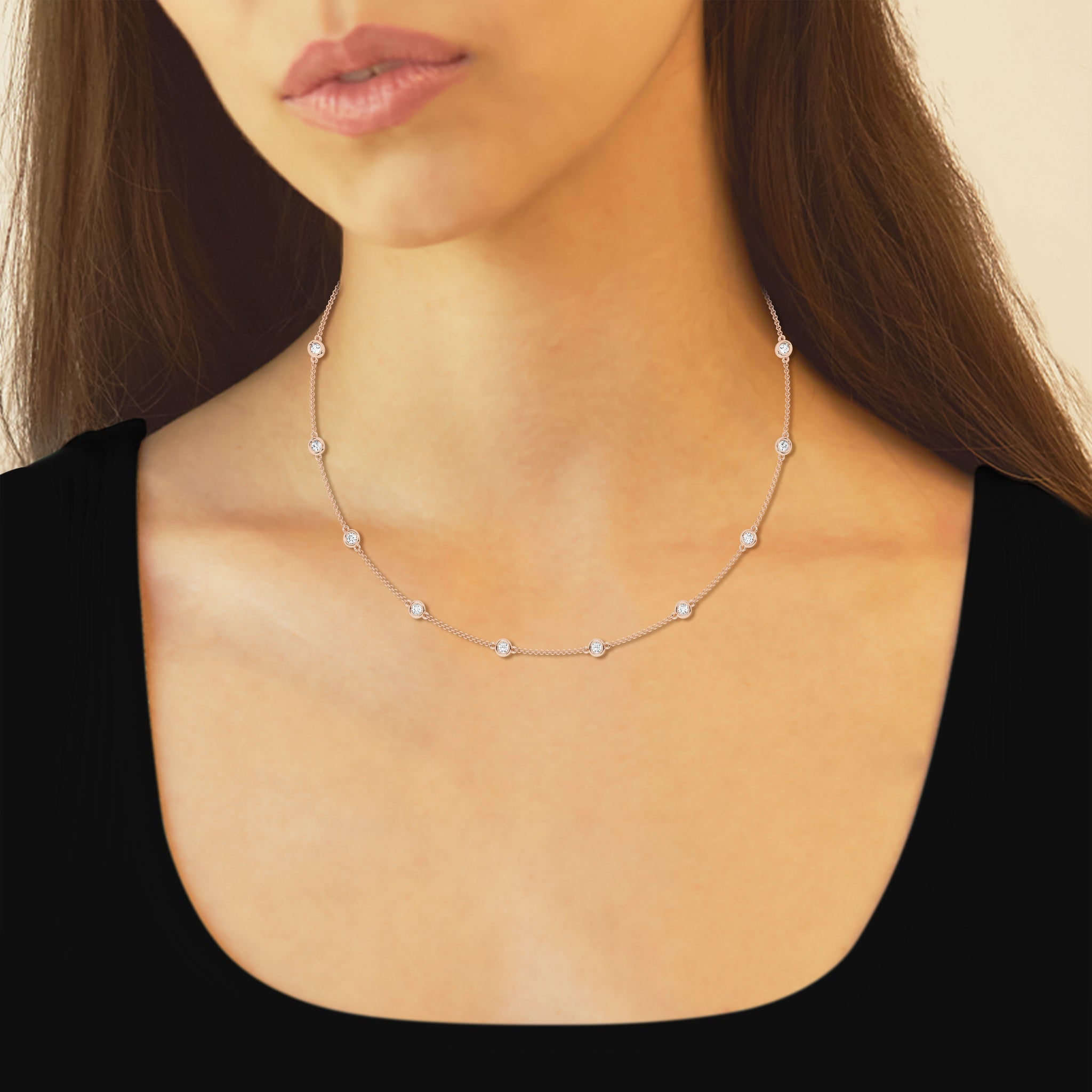 14K Pink Gold Diamond By The Yard Necklace MR-LGD-KN29498-GP3