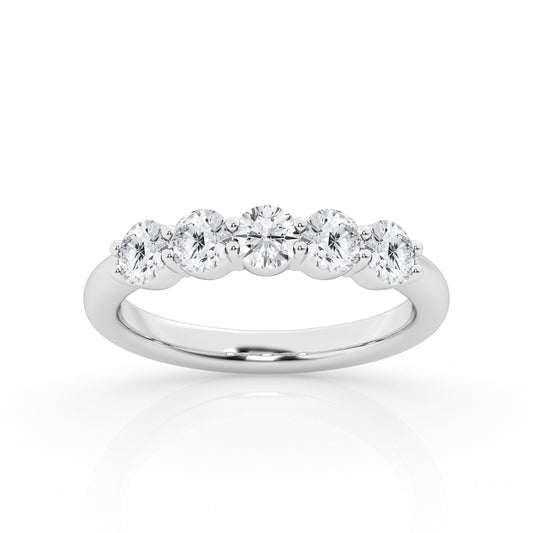 14K White Gold Five Stone Ring MR-LGD-WB5STRD500-GW3