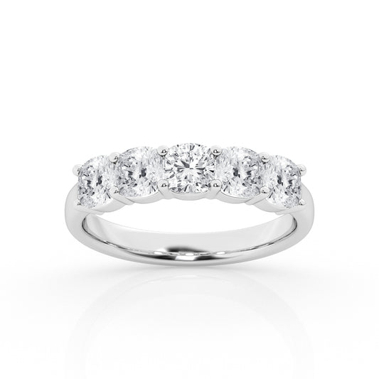 14K White Gold Five Stone Ring MR-LGD-WB5STCU500-GW3