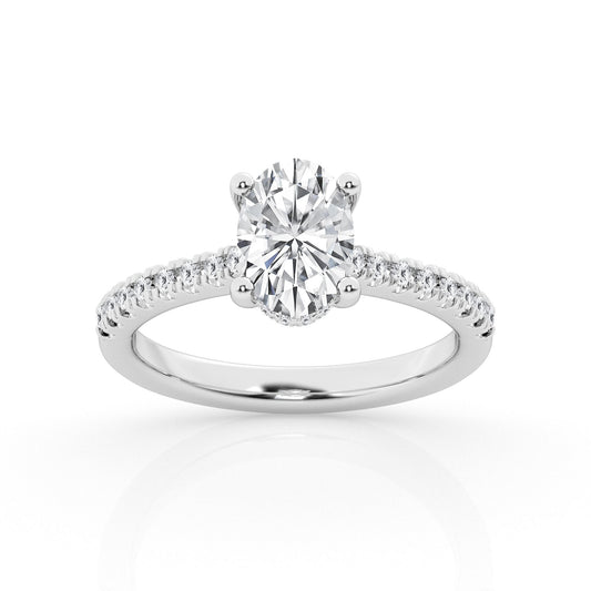 14K White Gold Halo Engagement Ring MR-LGTXR08220O5A-GW77