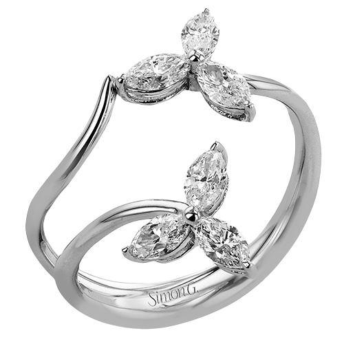 Flower Right Hand Ring In 18k Gold With Diamonds LR3224