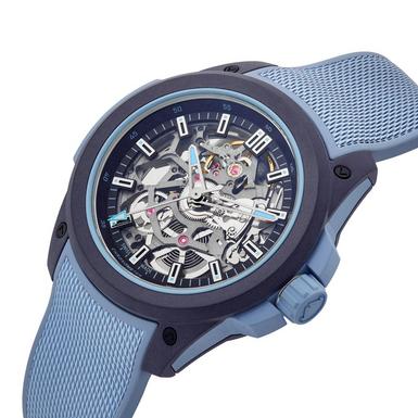 NORQAIN  Wild One Skeleton 39Mm Purple Ice Blue Rubber Strap Automatic Watch N3001.07Q05.P01.R01