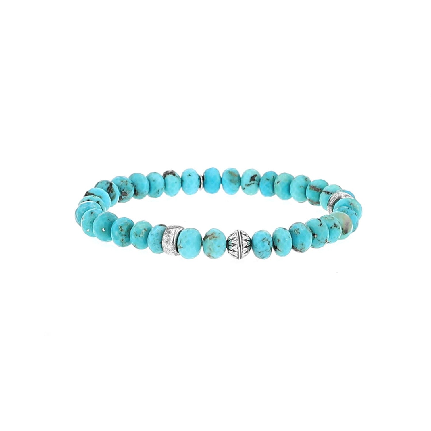 Men's Mr. LOWE Turquoise Bracelet with Silver Bicone Bead - 8mm