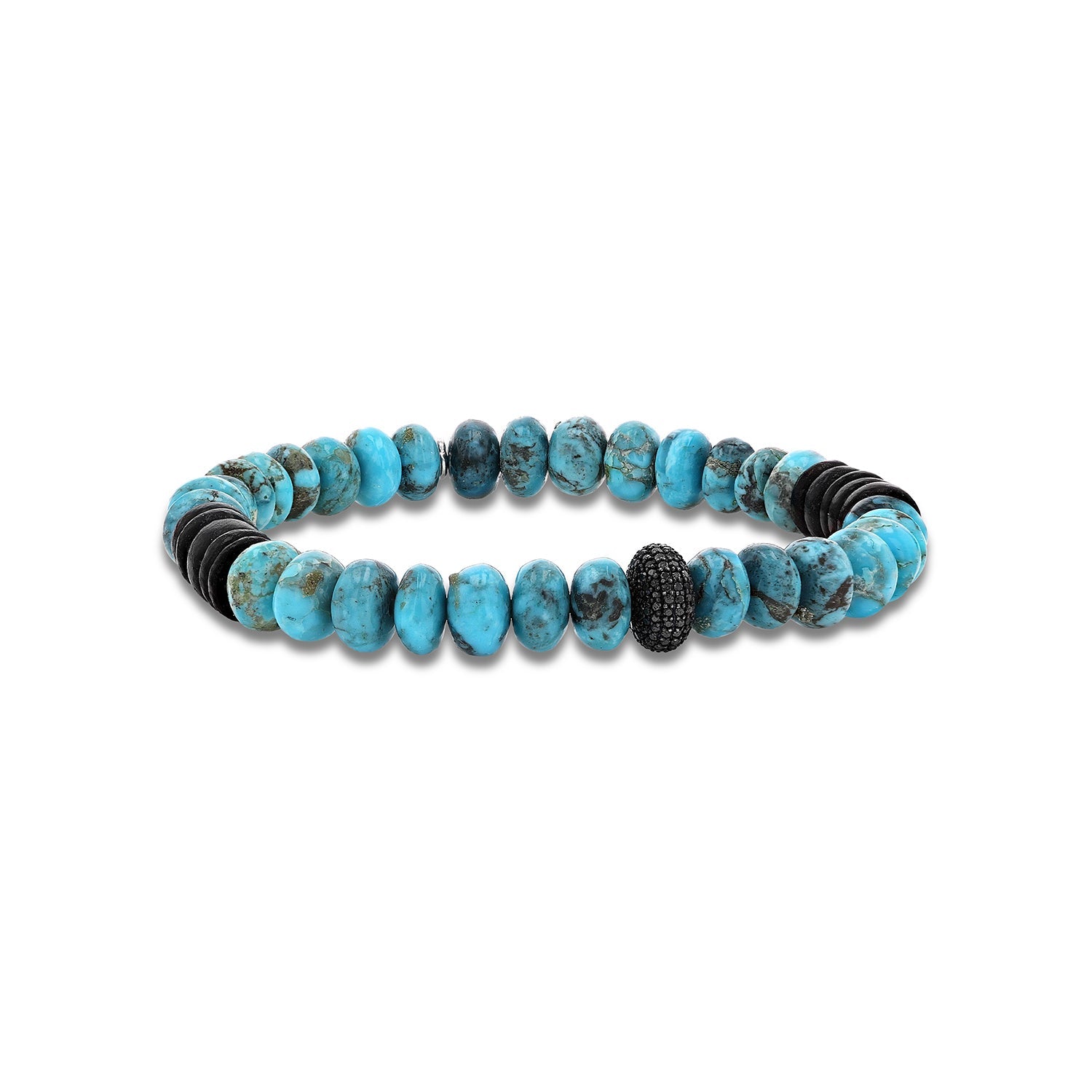 Men's Mr. LOWE Arizona Turquoise & Ebony Bracelet with Black Diamond Donut