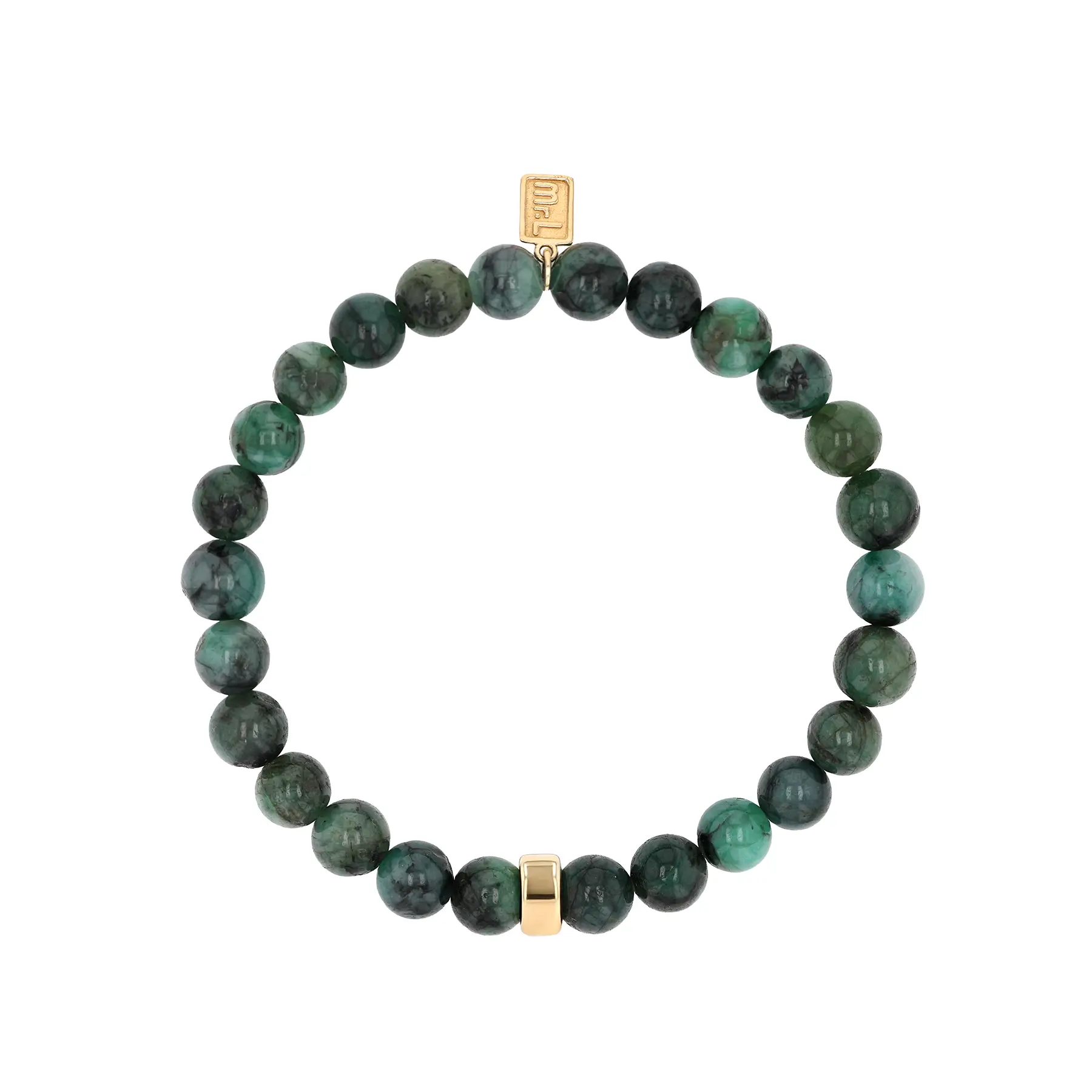 Men's Mr. LOWE Emerald Bracelet with 14k Gold Rondelle - 8mm
