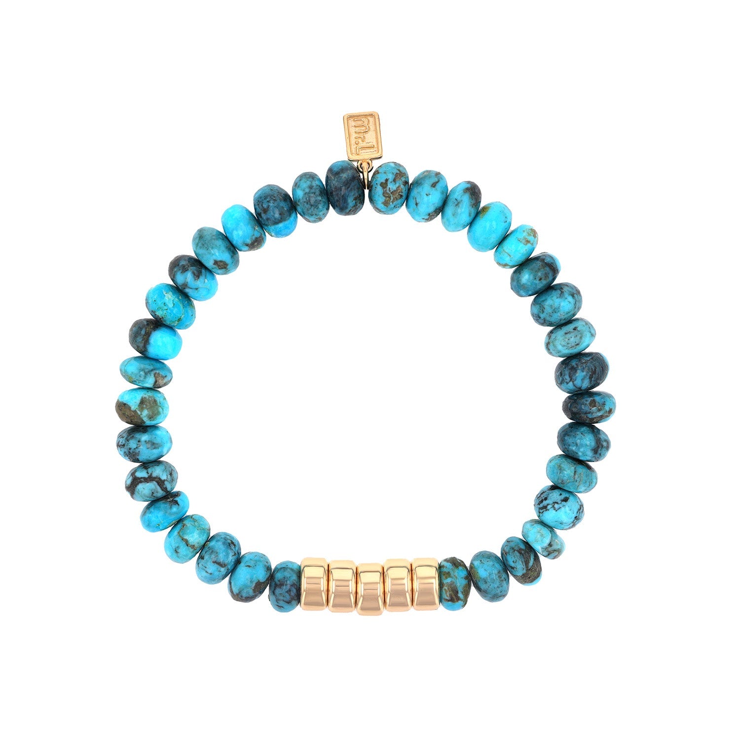 Men's Mr. LOWE Arizona Turquoise Bracelet with 14k Gold Rondelles - 8mm