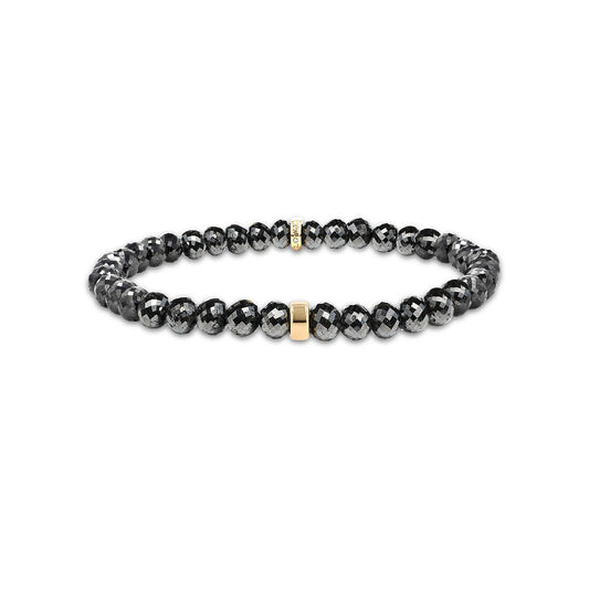 Men's Mr. LOWE Raw Black Diamond Tennis Bracelet with 14k Gold Rondelle