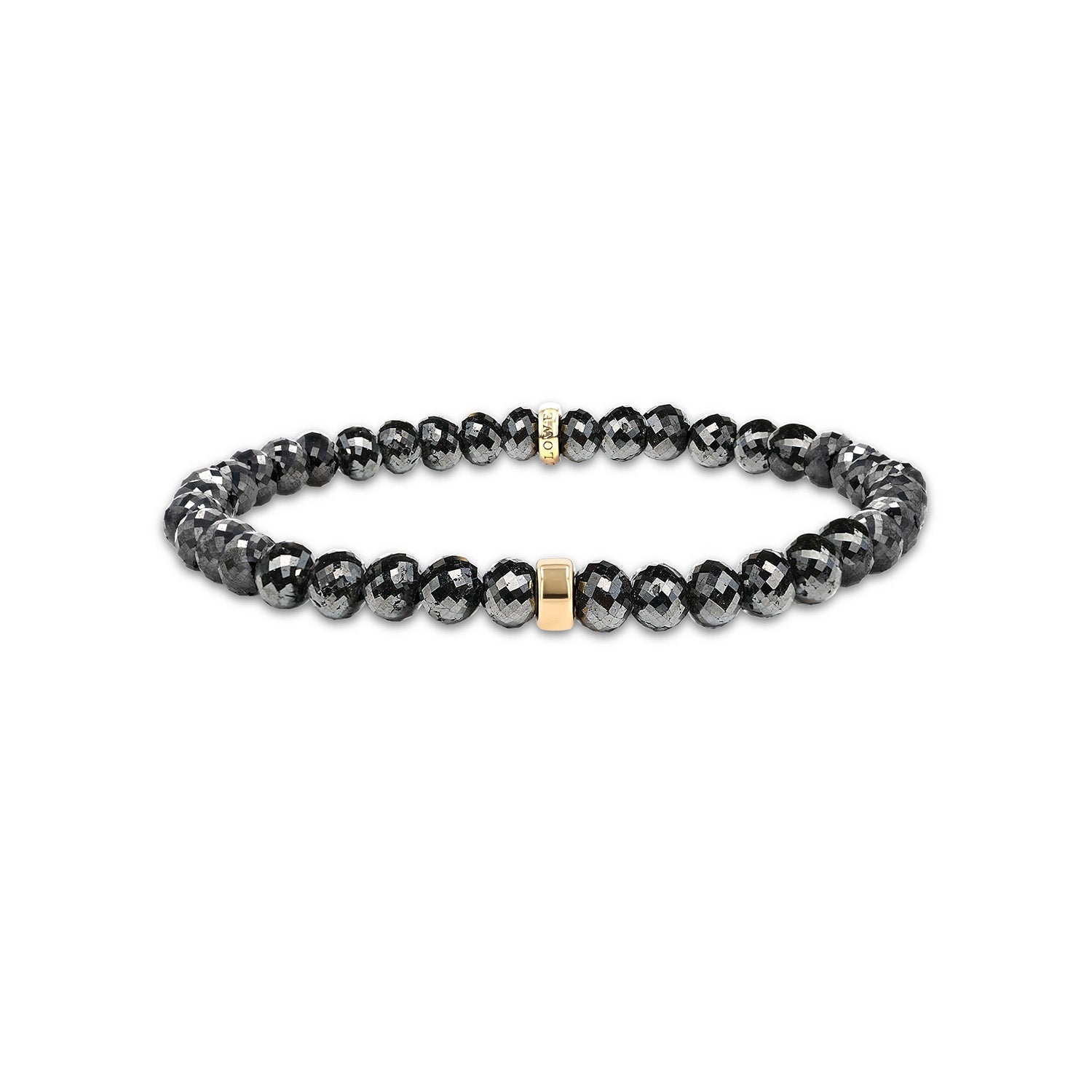 Men's Mr. LOWE Raw Black Diamond Tennis Bracelet with 14k Gold Rondelle