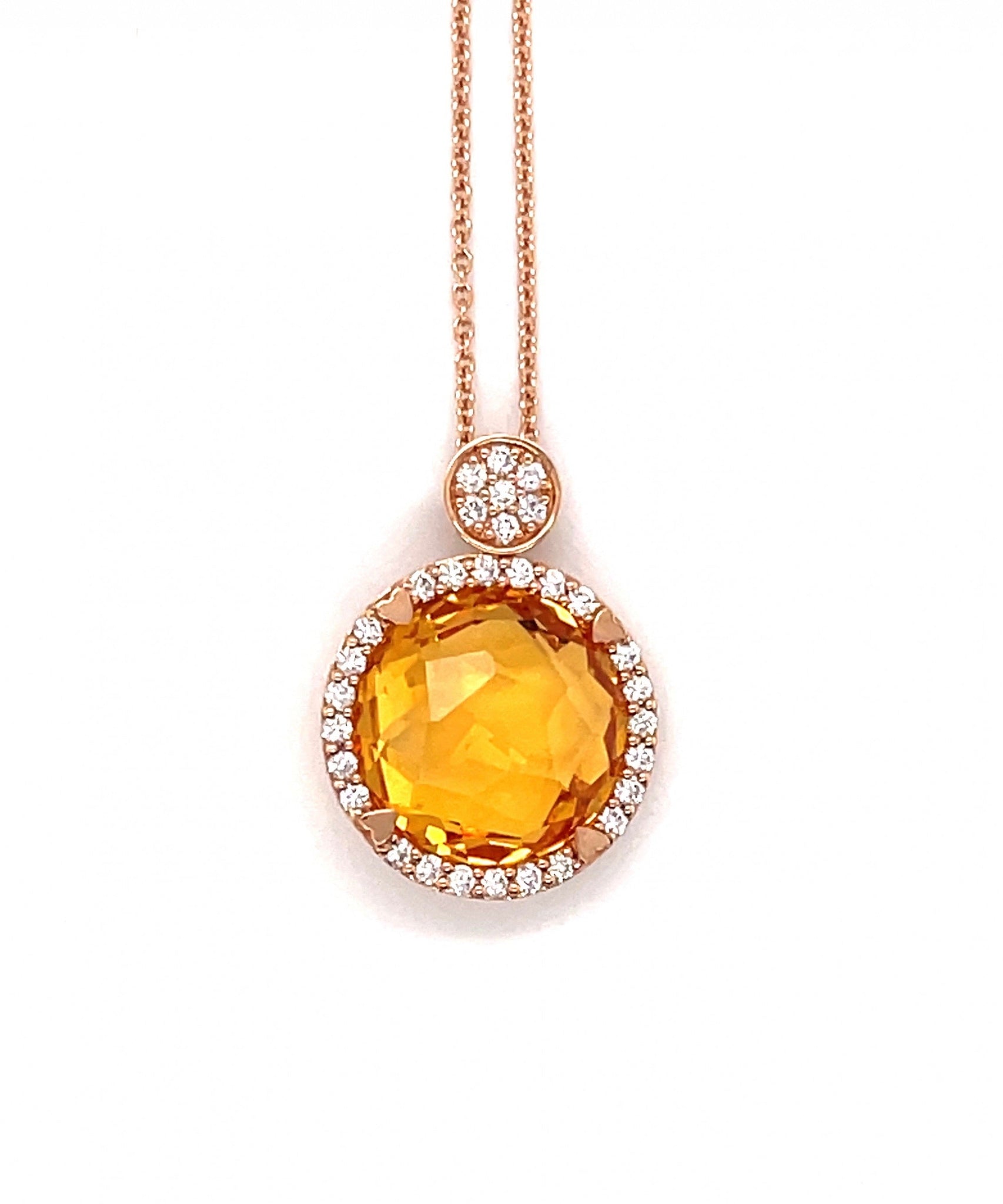 Mini Citrine Pendant with Diamonds 289-JSA