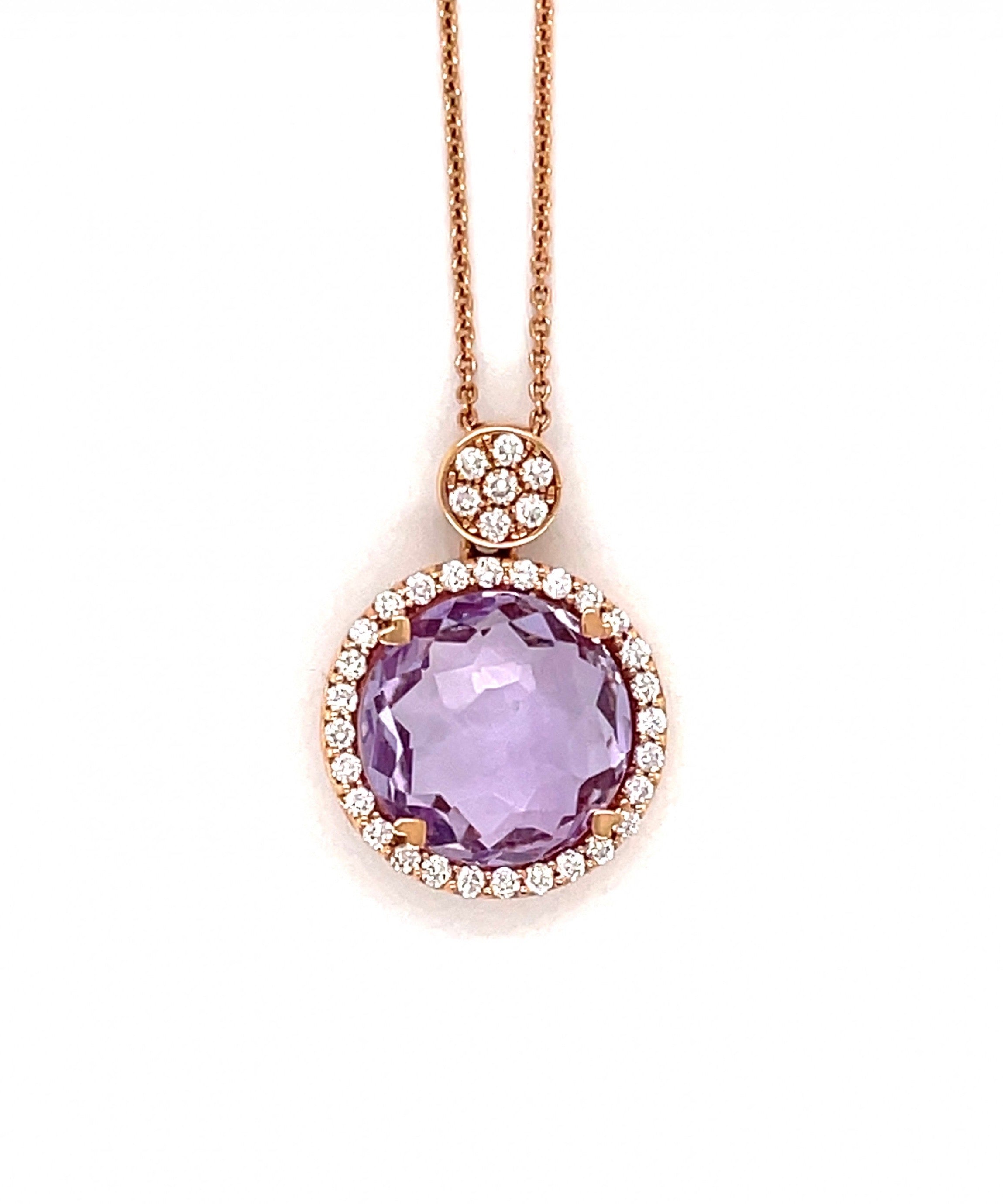 Mini Lavender Quartz Pendant With Diamonds 288-JSA