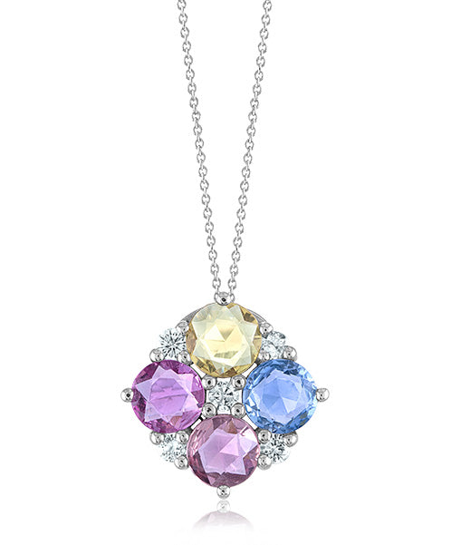 Mixed Color Sapphire Pendant with Diamonds 22-JSA