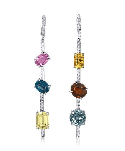 Mixed Sapphire and Diamond Earrings 12-JSA