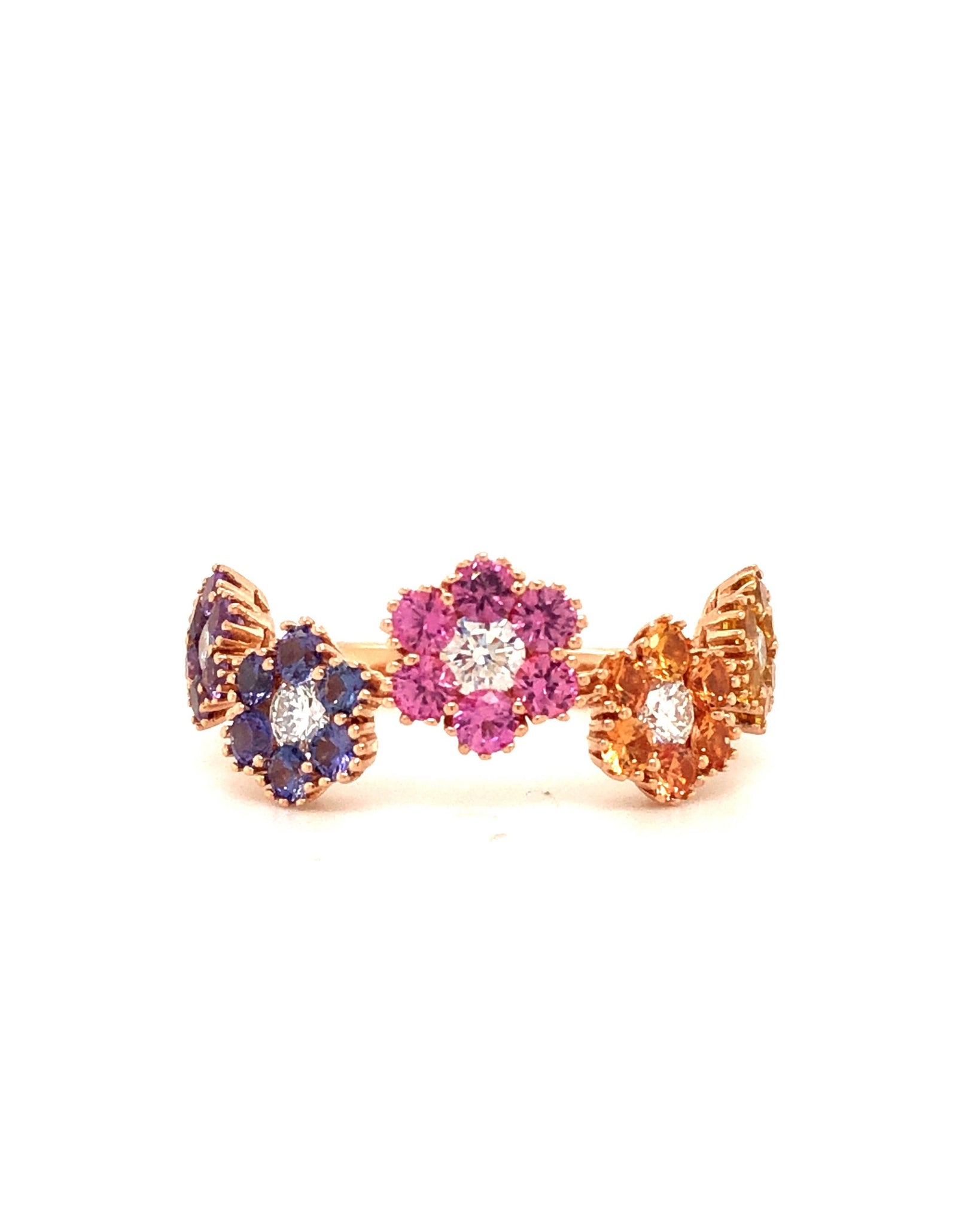 Mixed Sapphire Flower Ring 248-JSA