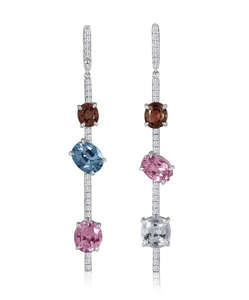 Mixed Spinel and Diamond Earrings 13-JSA