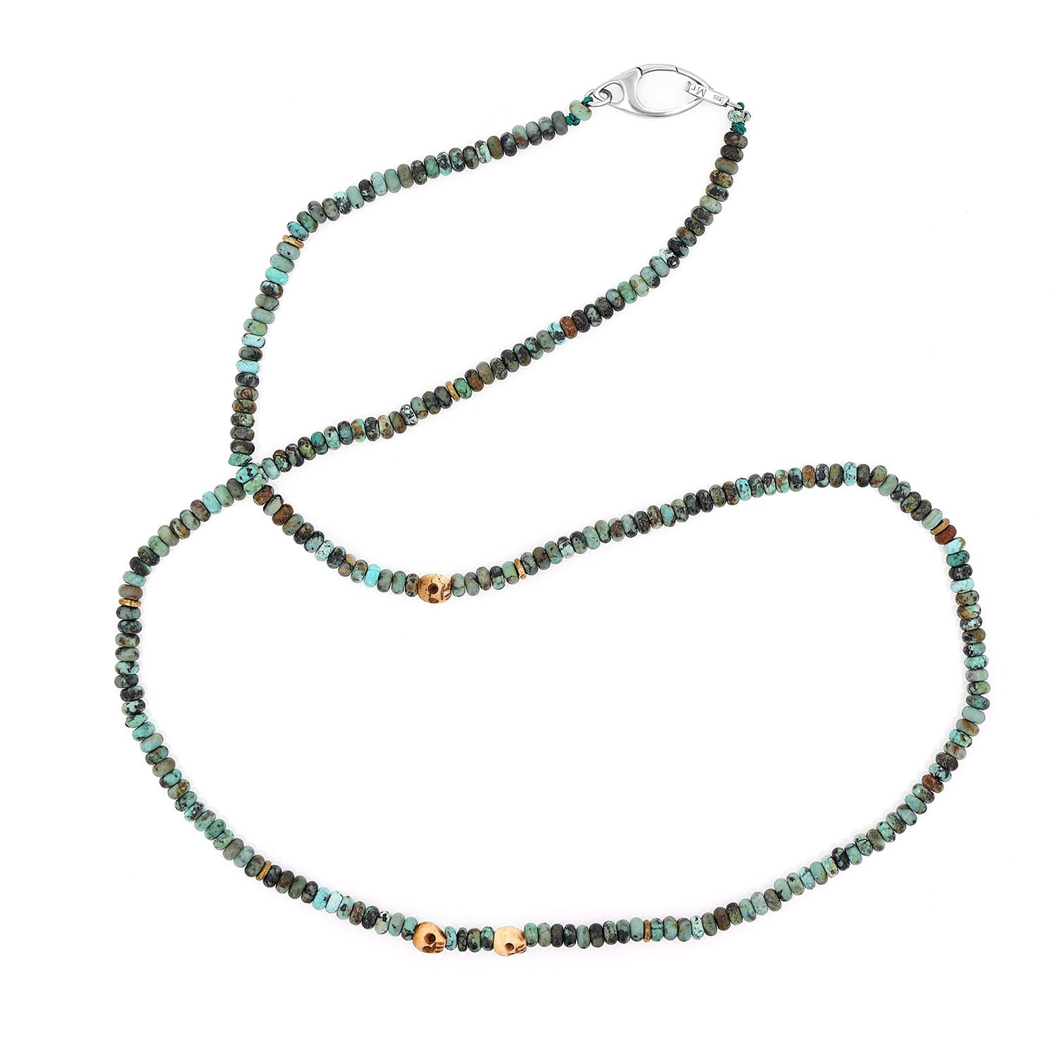Men's Mr. LOWE African Turquoise with Carved Skull Necklace - 25"