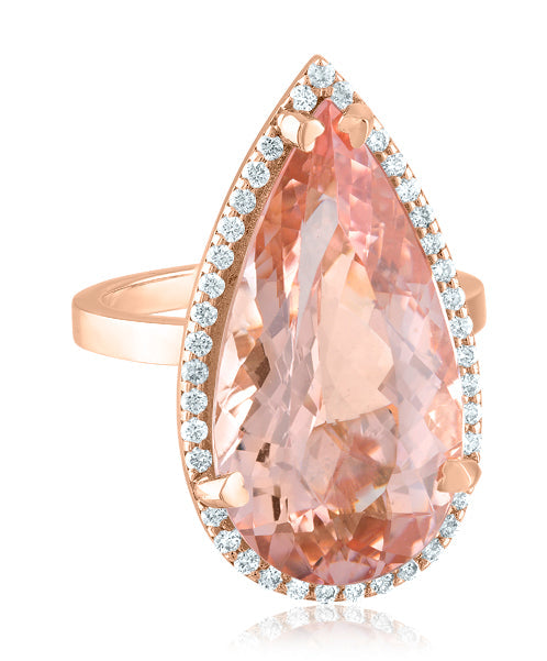 Morganite Pear Shaped Ring with Diamonds 82-JSA