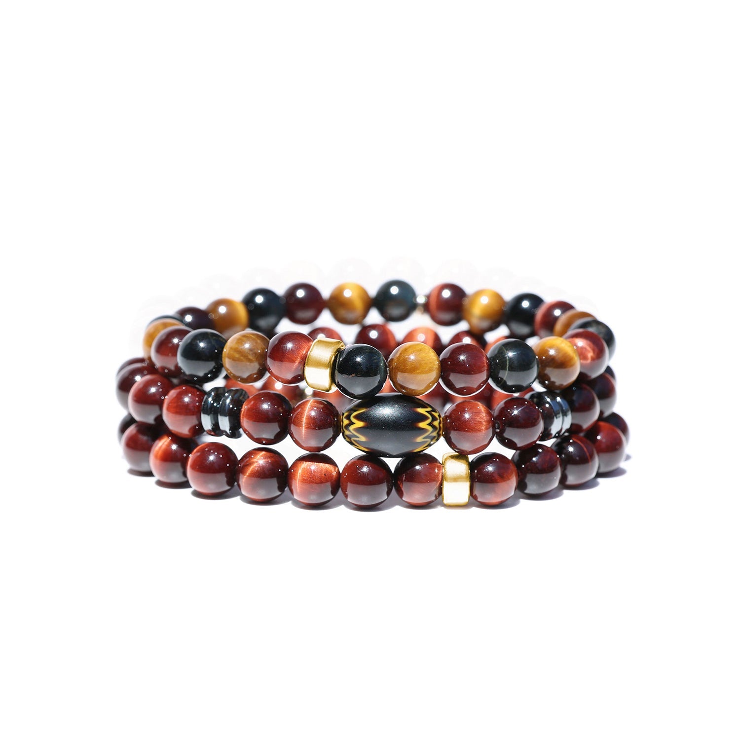 Men's Mr. LOWE Red Tiger's Eye Bracelet with African Bead - 8mm