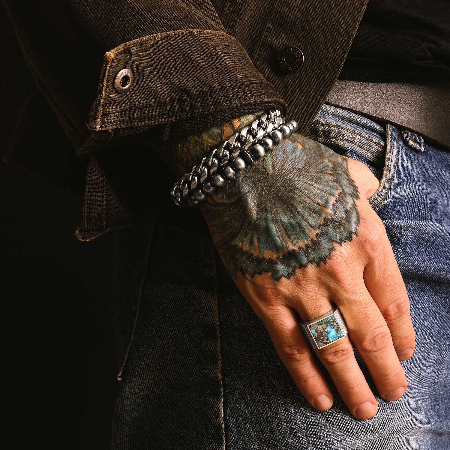 Men's Mr. LOWE Turquoise & Pyrite Ring