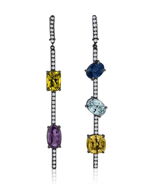 Mixed Sapphire and Diamond Earrings 12-JSA