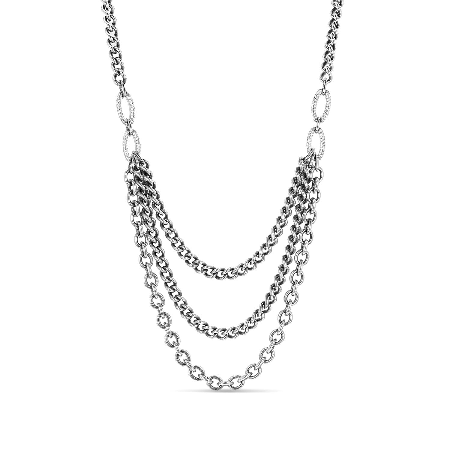 Montecito Nights Diamond Links Draped Chain Necklace N0003200 - TBird