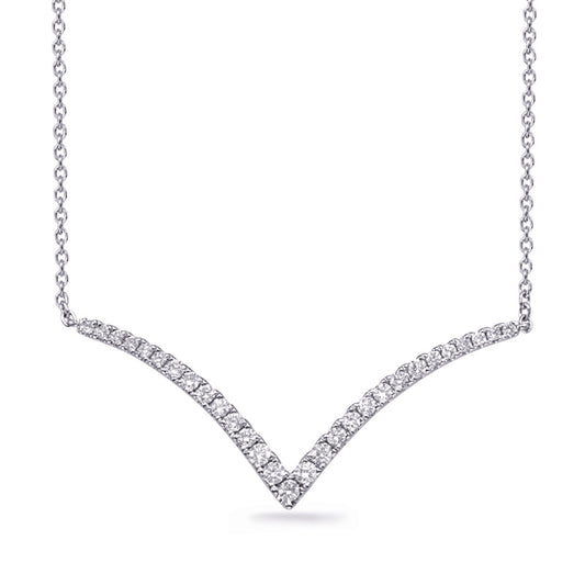 This Necklace is available in 14K White Gold. There are a total of 29 stones. There are Rounds with a total carat weight of 0.3 set in a Micro Pave setting.