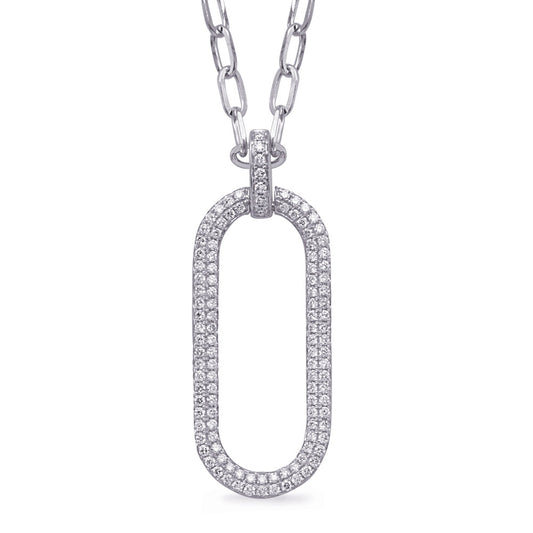 This Necklace is available in 14K White Gold. There are a total of 117 stones. There are Rounds with a total carat weight of 0.73 set in a Micro Prong setting.