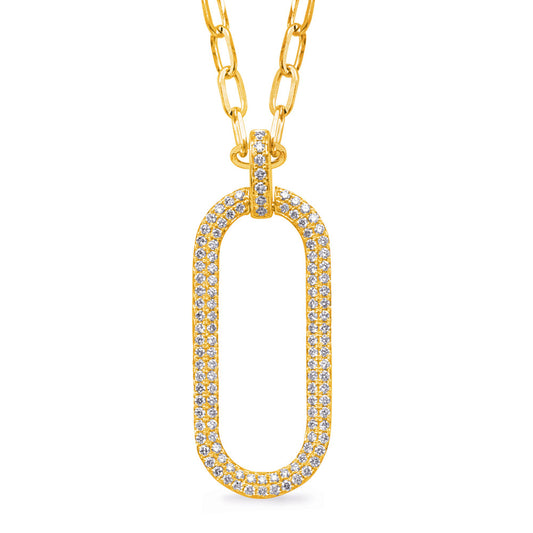 This Necklace is available in 14K Yellow Gold. There are a total of 117 stones. There are Rounds with a total carat weight of 0.73 set in a Micro Prong setting.