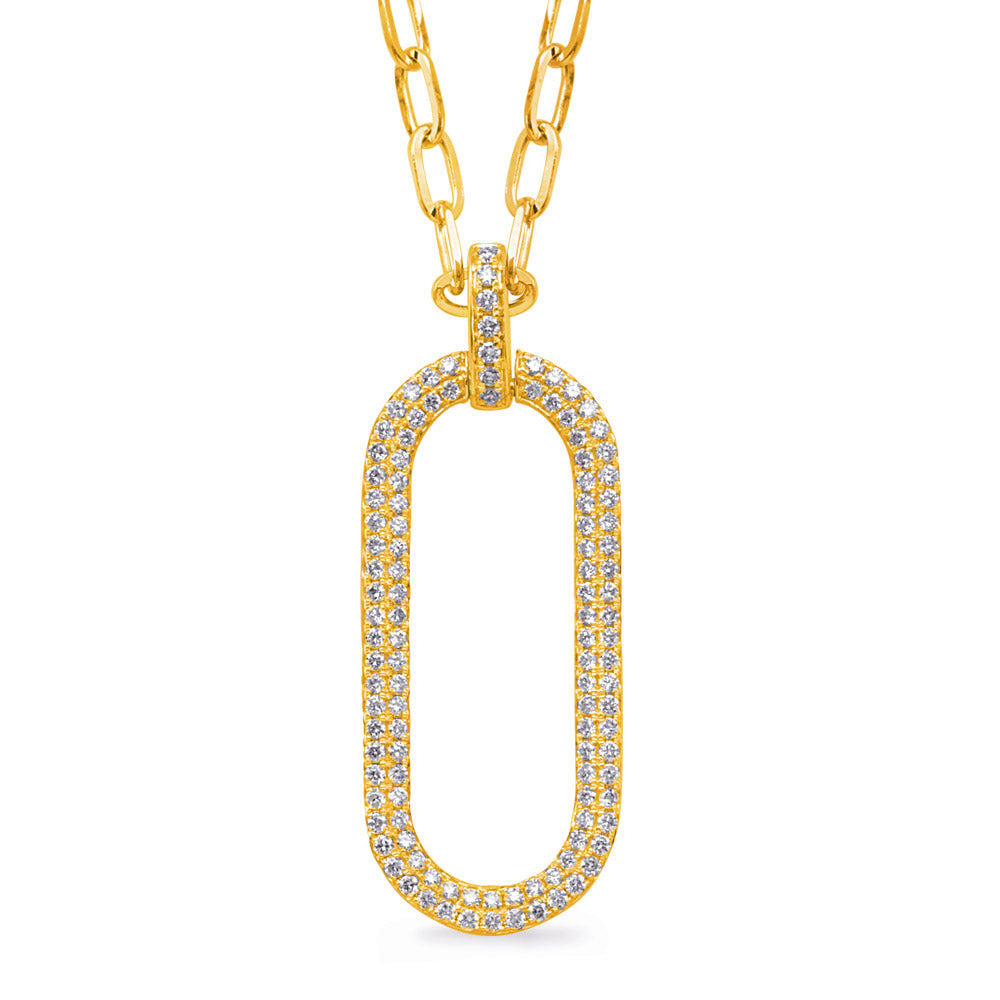This Necklace is available in 14K Yellow Gold. There are a total of 117 stones. There are Rounds with a total carat weight of 0.73 set in a Micro Prong setting.