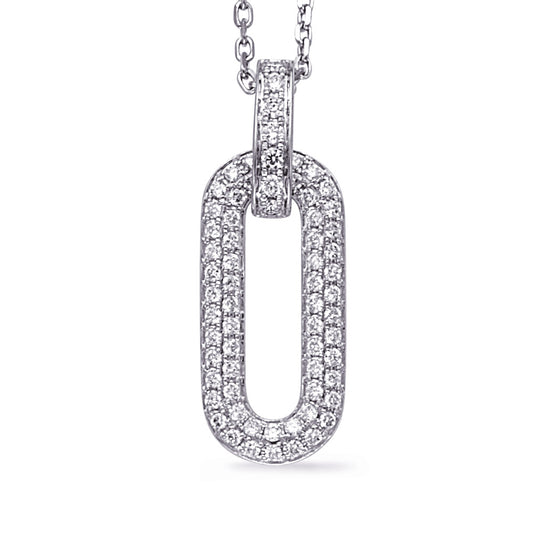 This Necklace is available in 14K White Gold. There are a total of 67 stones. There are Rounds with a total carat weight of 0.37 set in a Micro Pave setting.