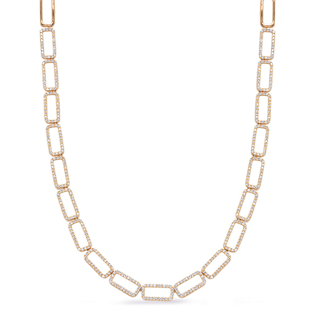This Necklace is available in 14K Yellow Gold. There are a total of 456 stones. There are Rounds with a total carat weight of 2.28 set in a Micro Prong setting.