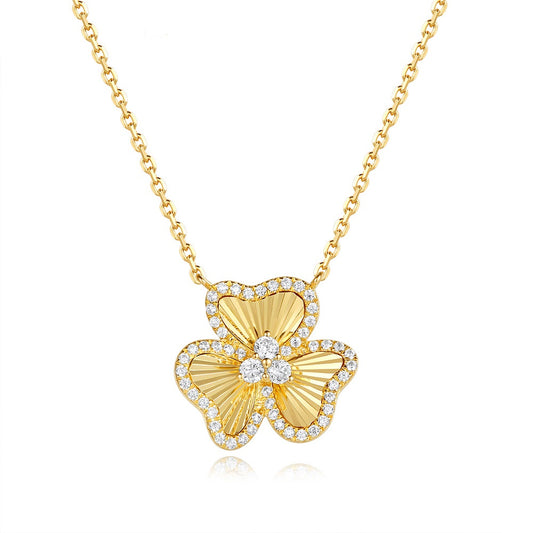 This Necklace is available in 14K Yellow Gold. There are a total of 54 stones. There are Rounds with a total carat weight of 0.3 set in a Micro Prong|Prong Set setting.