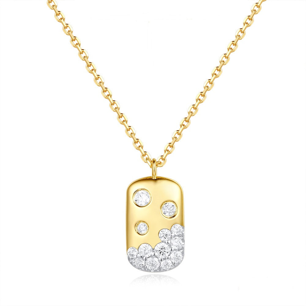 This Necklace is available in 14K Yellow Gold. There are a total of 13 stones. There are Rounds with a total carat weight of 0.29 set in a Micro Prong setting.
