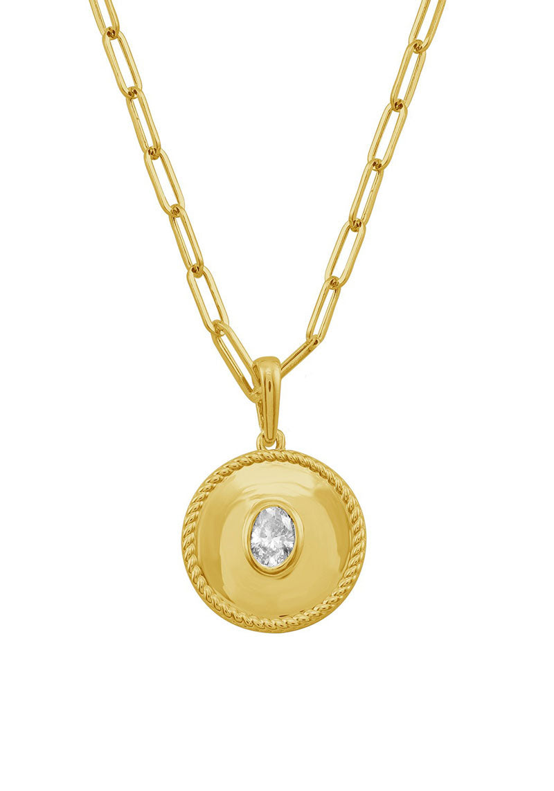 This Necklace is available in 14K Yellow Gold. There are a total of 1 stones. There are Oval with a total carat weight of 0.27 set in a Bezel Set setting.