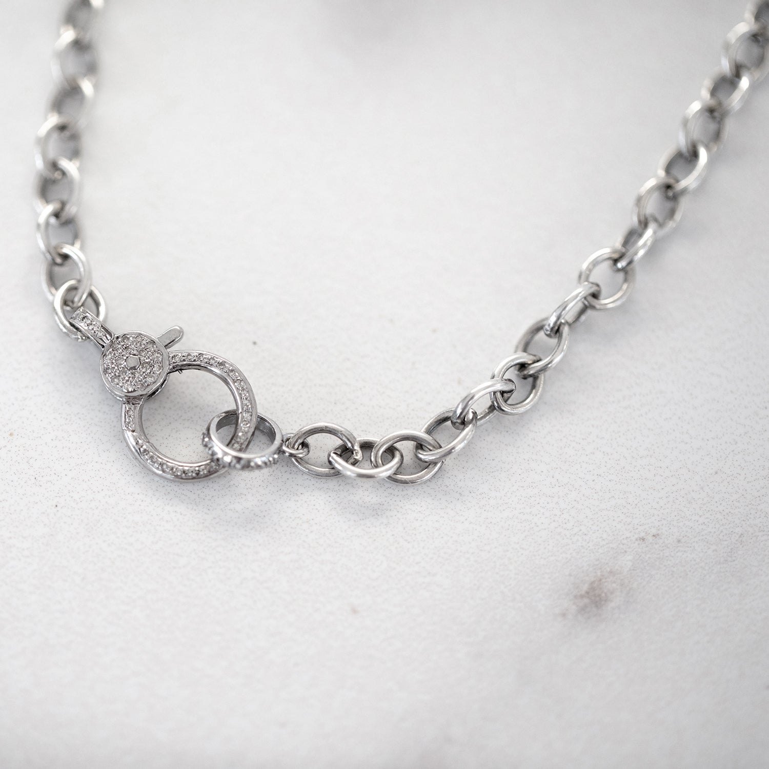 Long Link Chain Necklace with Diamond Claw Clasp NB000003 - TBird
