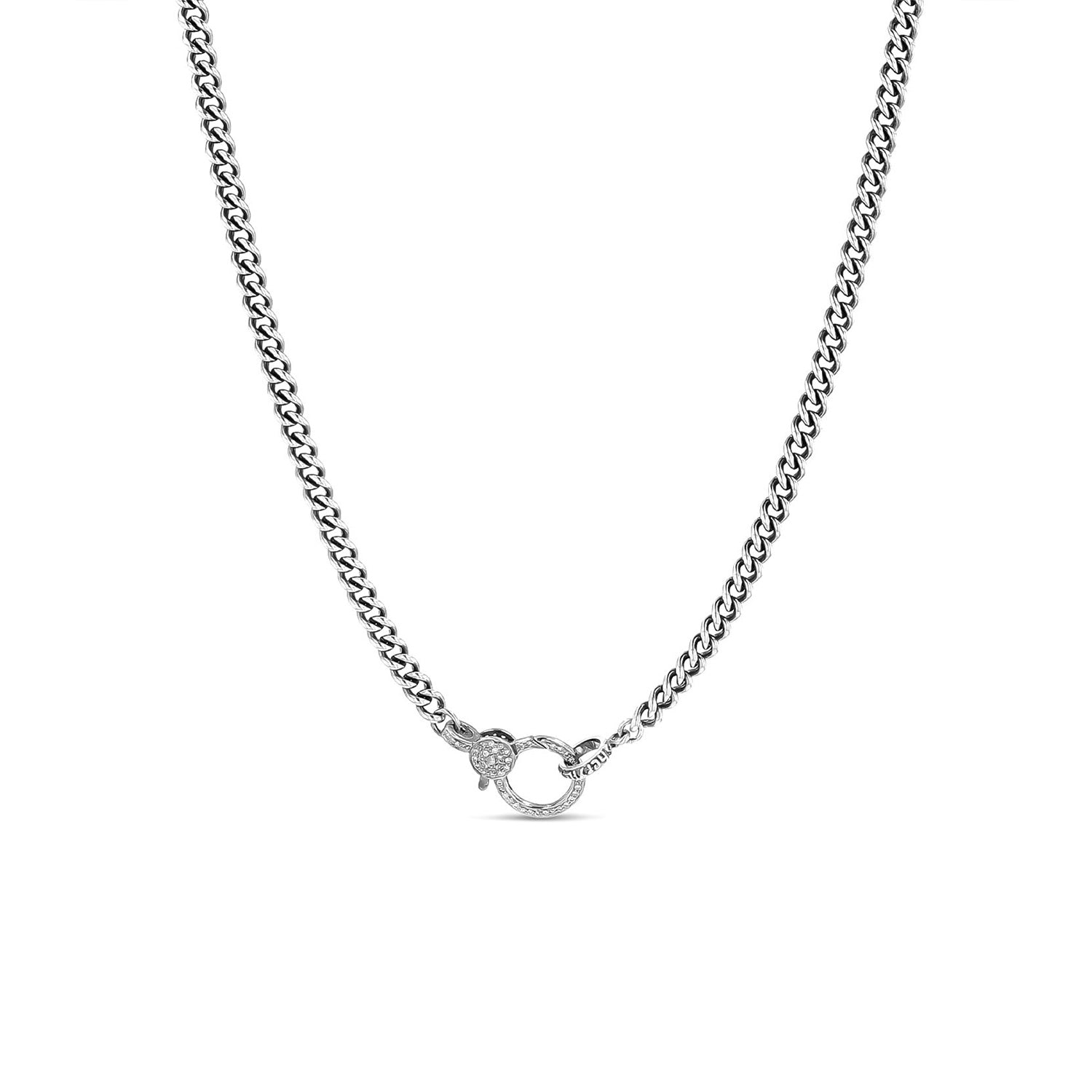 Short Curb Chain Necklace with Diamond Claw Clasp - 17" NB000086 - TBird
