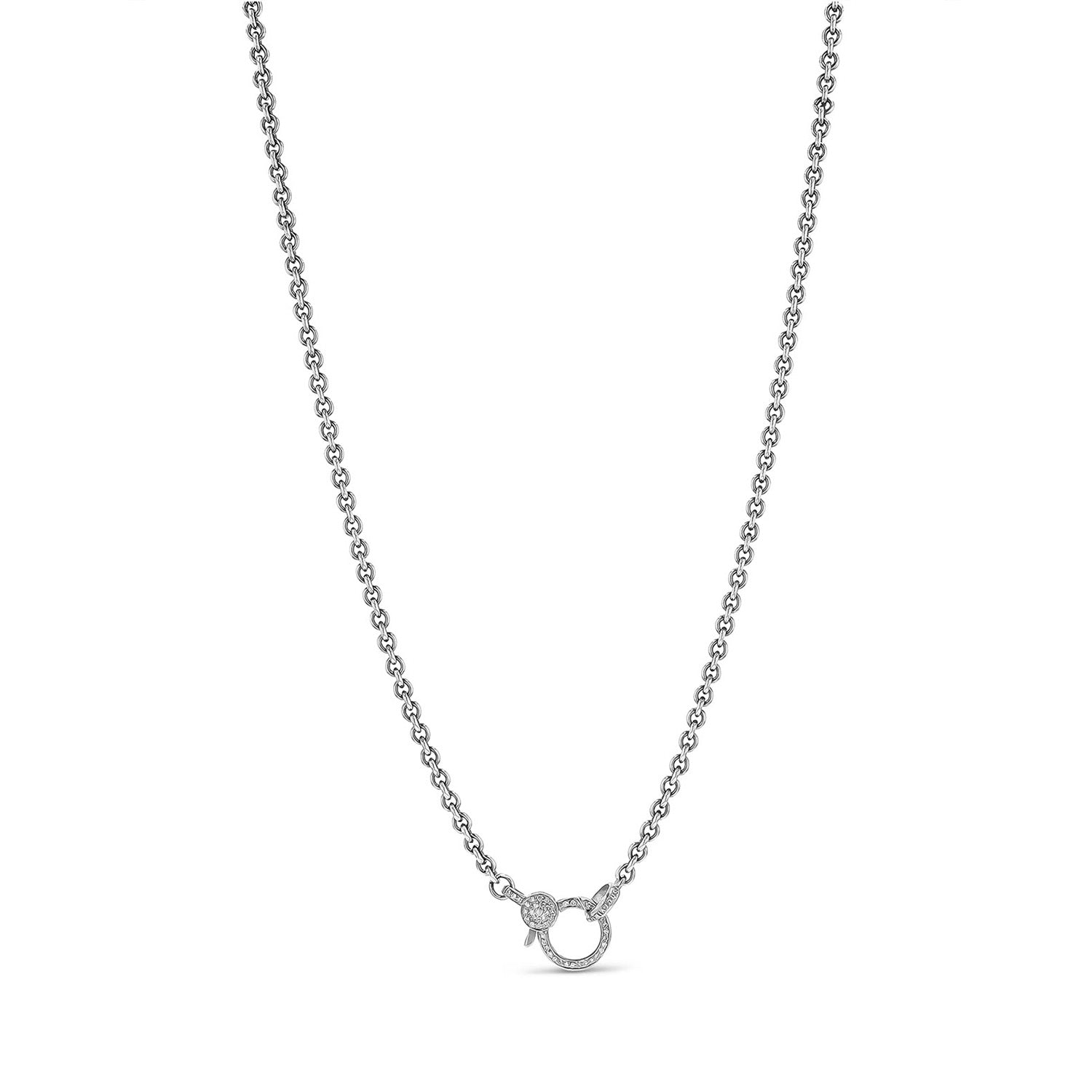 Long Cable Chain Necklace with Diamond Claw Clasp - 36"